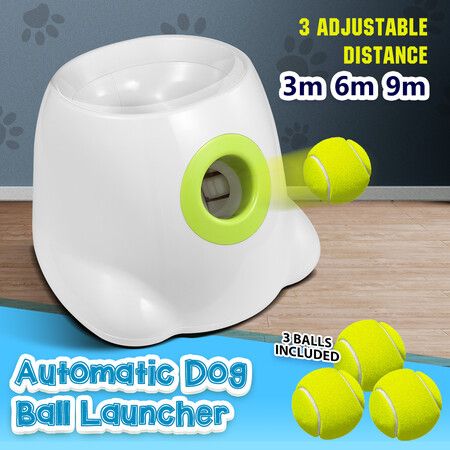 AFP Dog Ball Launcher Thrower Automatic Tennis Fetch Throwing Machine Adjustable Distance with 3 Balls