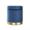 Artiss Ottoman Storage Foot Stool Round Velvet Navy