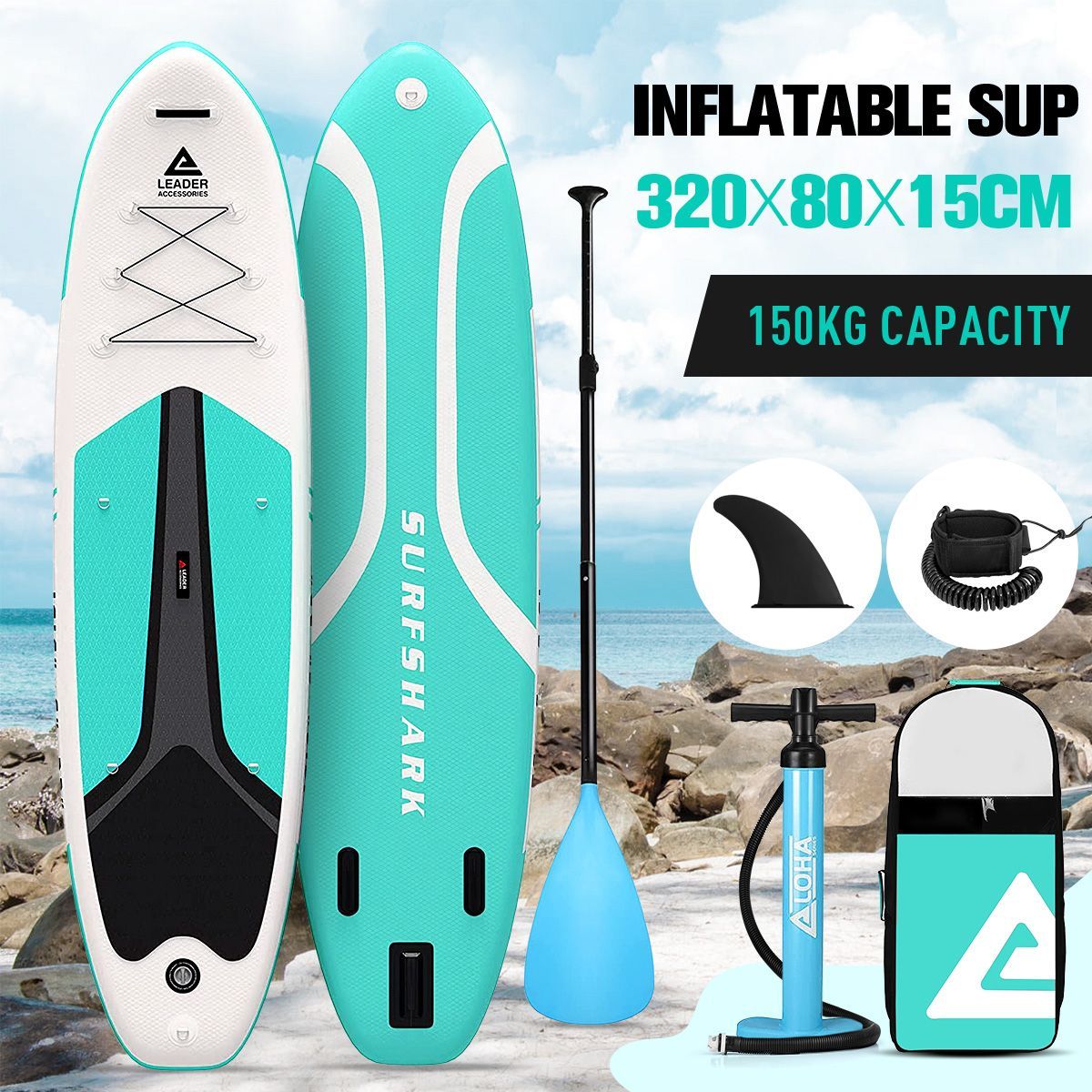 Stand Up Paddle Board SUP Inflatable Paddleboard with Paddle Backpack Leash Pump 