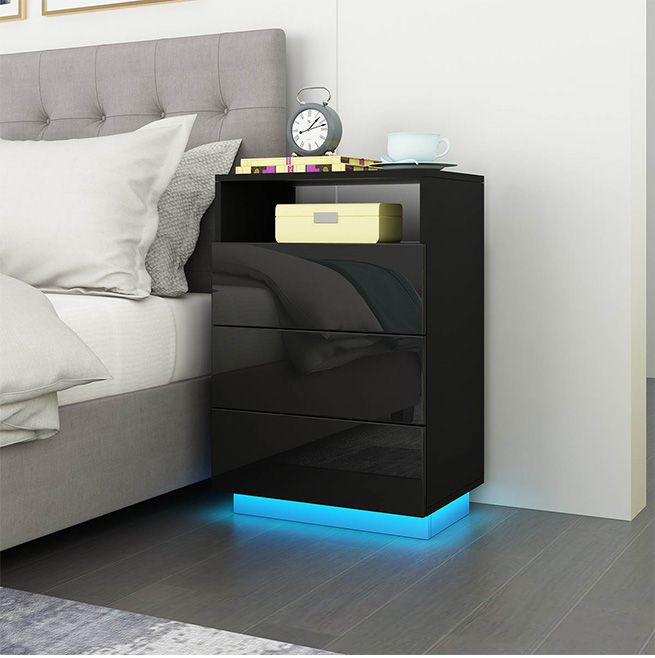 gloss black nightstand