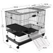 Wheeled Metal Rabbit Hutch Bunny Cage W/Top Front 2 Doors,Easy To Clean Pull Out Tray-81X51X67Cm