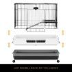 Wheeled Metal Rabbit Hutch Bunny Cage W/Top Front 2 Doors,Easy To Clean Pull Out Tray-81X51X67Cm