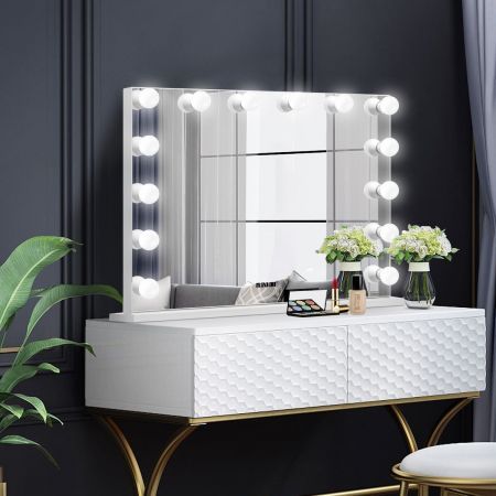 Hollywood 14 Led Light Dressing Vanity Mirror W/5X Magnify Mirror For Flawless Makeup
