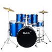 100% Birch Shell Full Size 5-Piece Drum Kit W/ Cymbals Pedal Stool Perfect For Beginners-Blue