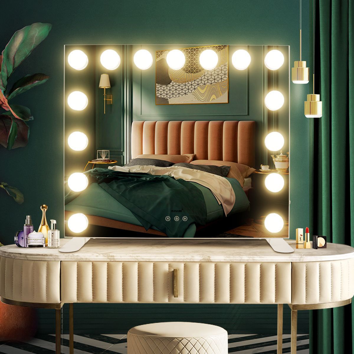 3 Light Color Hollywood Make Up Vanity Mirror Adjustable Warm Yellow,Daylight,Cool White Brightness