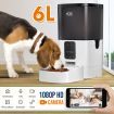 6L App Remote Control Auto Pet Feeder Dog Food Bowl W/Night Vision Camera, Voice Recorder/Speaker