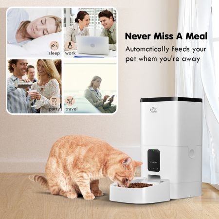 6L Wifi App Remote Control Automatic Pet Feeder Dog Cat Food Dispenser W/Voice Recorder 10 Meals/Day