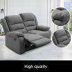 Premium Fabric 2 Seater Sofa Recliner Set W/ High Resilience Sponge Padding Easy To Clean