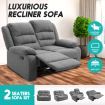 Premium Fabric 2 Seater Sofa Recliner Set W/ High Resilience Sponge Padding Easy To Clean