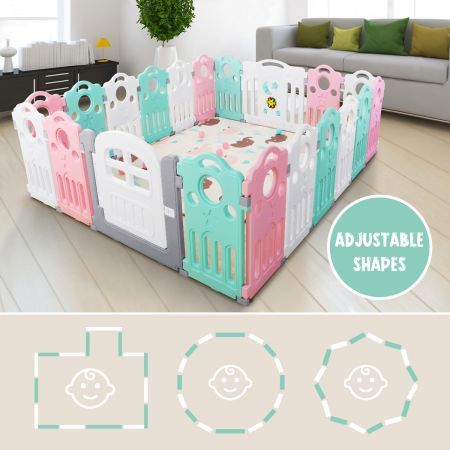 Portable Diy Shape 20-Panel Baby Playpen Room Barrier W/Music Box Eco-Friendly Indoor Outdoor Use