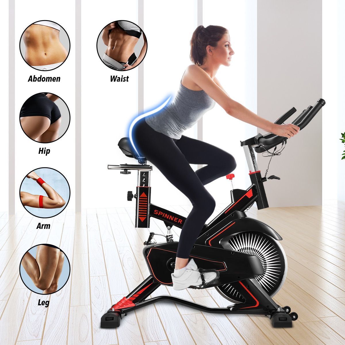 Belt Driven Quiet&Smooth Run Exercise Bike Indoor Cycling W/Adjustable Resistance,Anti Shock System