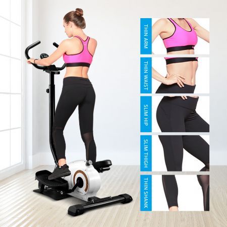 Portable Elliptical Cross Trainer Walker Magnetic Spacewalk Keep Fit Machine W/Adjustable Resistance