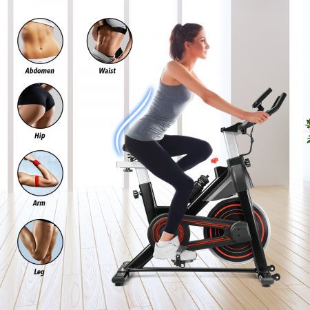 Home Gym Spin Exercise Bike Stationary Bicycle W/Flat Ground,Stand Up,Off Road,Climb Modes