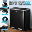 Easy To Clean 60L Dual Compartment Kitchen Pedal Bin Good Sealing No Smell Quiet Soft Closing