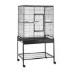 1.5M Large Wheeled Anti-Rust Metal Bird Cage W/Strong Mesh Wire,Safe Door Lock,Easy Clean Slide Tray