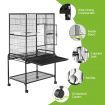 1.5M Large Wheeled Anti-Rust Metal Bird Cage W/Strong Mesh Wire,Safe Door Lock,Easy Clean Slide Tray