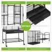 1.5M Large Wheeled Anti-Rust Metal Bird Cage W/Strong Mesh Wire,Safe Door Lock,Easy Clean Slide Tray