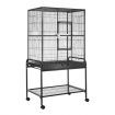 1.5M Large Wheeled Anti-Rust Metal Bird Cage W/Strong Mesh Wire,Safe Door Lock,Easy Clean Slide Tray