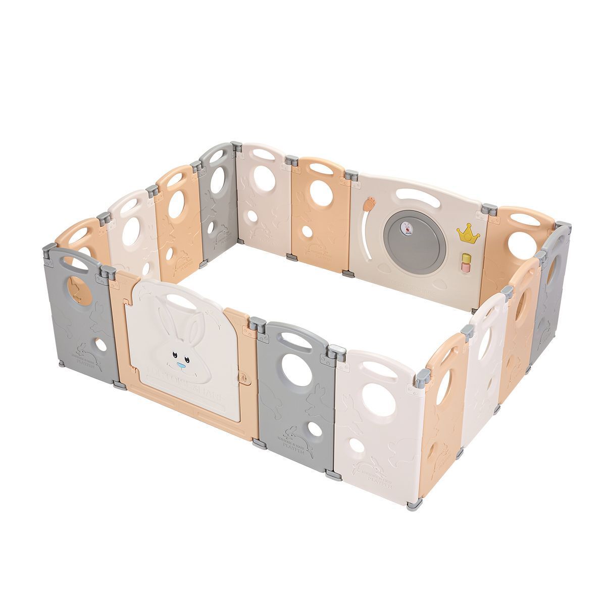 16 Panels Shape Adjustable Baby Playpen Enclosure Safe Fence Eco Friendly Fodable 59Cm Height