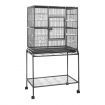 Durable Wrought Iron Wheeled Bird Cage Aviary W/4 Perch,4 Bowl,Emovable Slide Tray Easy To Clean