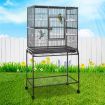 Durable Wrought Iron Wheeled Bird Cage Aviary W/4 Perch,4 Bowl,Emovable Slide Tray Easy To Clean