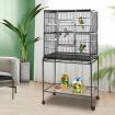 Durable Wrought Iron Wheeled Bird Cage Aviary W/4 Perch,4 Bowl,Emovable Slide Tray Easy To Clean