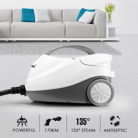 Remove Tough Dirt 2000W Strong Steam Cleaner W/Multi Nozzles For Floor,Window,Glass,Cloth-White