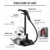 Remove Tough Dirt 2000W Strong Steam Cleaner W/Multi Nozzles For Floor,Window,Glass,Cloth-White