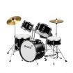 5 Pcs Full Size 100% Birch Shell Drum Kit W/Cymbals+Stool Good Gift For Begginers Children-Black