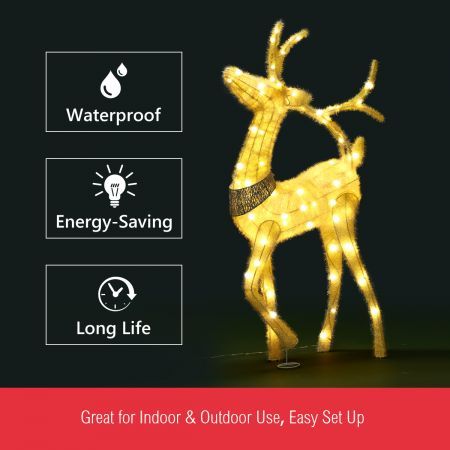 LED Reindeer Christmas Rope Light 10m Fairy Xmas Outdoor Display Decoration Warm White