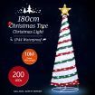 180CM Christmas Tree 3D Ribbon Xmas 200 LED Light Decorations Ornaments Indoor Outdoor