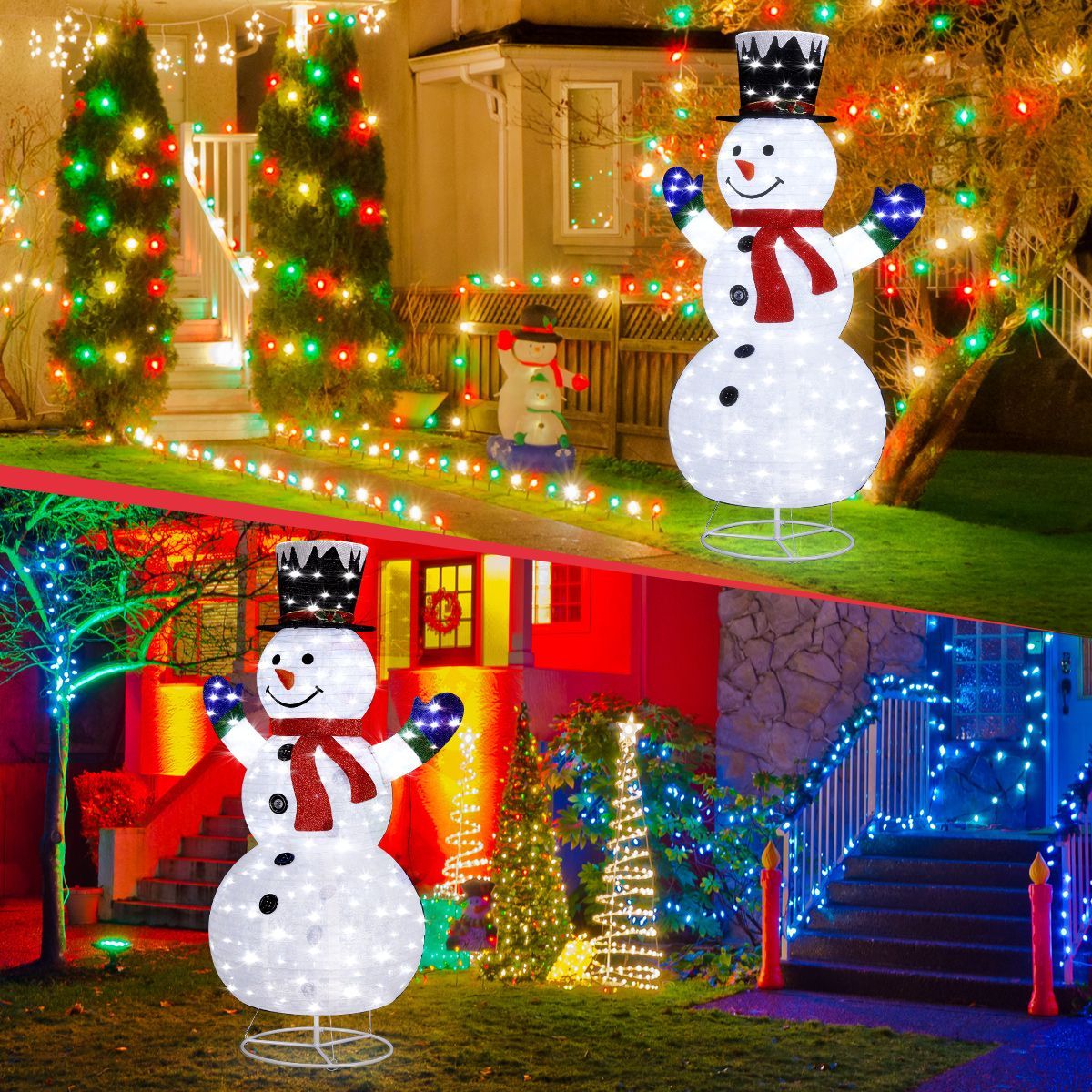 3D Christmas Snowman Light Xmas LED Lighted Holiday Ornaments Outdoor Decorations 180CM