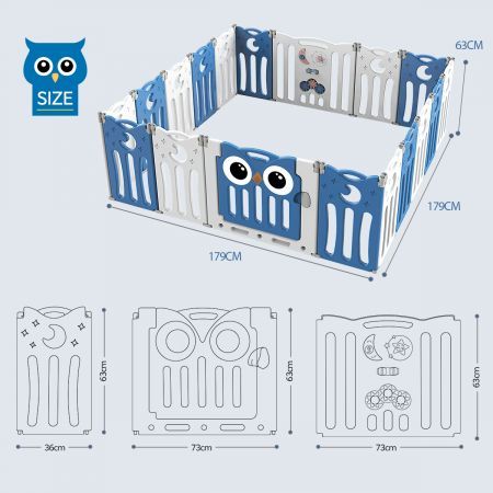 18 Panels Shape Adjustable Baby Playpen Fence Gate Enclosure W/Safety Lock Eco Friendly-63Cm Height