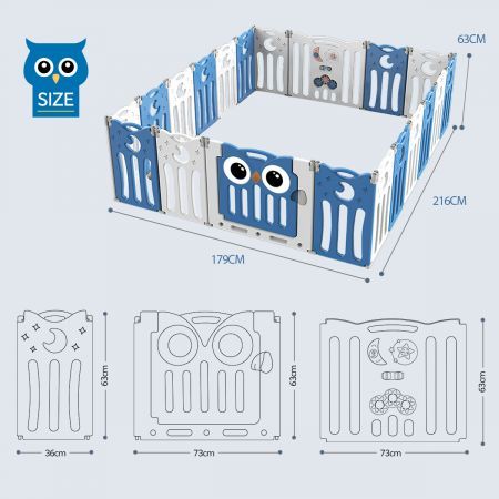 20 Panels Shape Adjustable Baby Playpen Fence Gate Enclosure W/Safety Lock Eco Friendly-63Cm Height