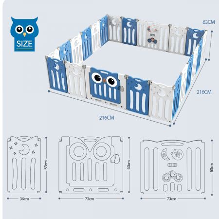 22 Panels Shape Adjustable Baby Playpen Fence Gate Enclosure W/Safety Lock Eco Friendly-63Cm Height