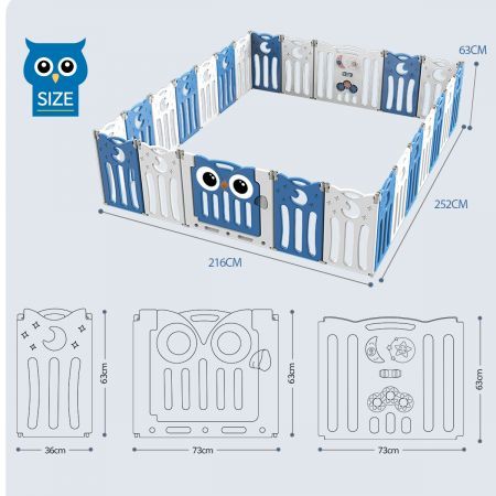 24 Panels Shape Adjustable Baby Playpen Fence Gate Enclosure W/Safety Lock Eco Friendly-63Cm Height