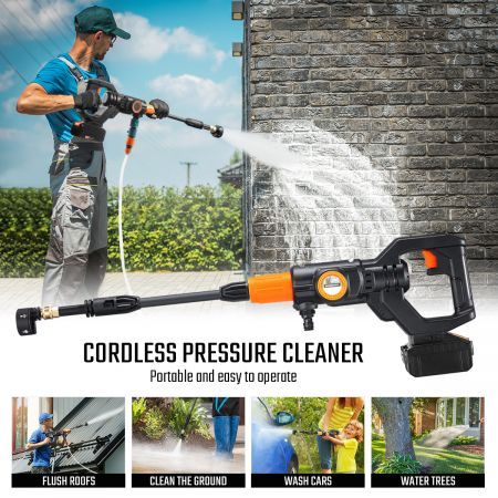 20V 4Ah Cordless Pressure Washer Powerful 3.0 L/Min Water Speed,5 Spray Modes For Vairous Clean Need