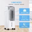 Wheeled 6L Evaporative Air Cooler Humidifier Ionizer Wide Angle W/3 Wind Modes Natural Normal Sleep