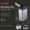 50L Kitchen Sensor Bin W/Butterfly Opening Lid,Non-Corrosive Stainless Steel Body Easy To Clean