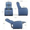 Hight Density Foam Thick Padded Recliner Arm Chair 100 Degree-135 Degree Adjustable W/Pop Up Footrest-Blue