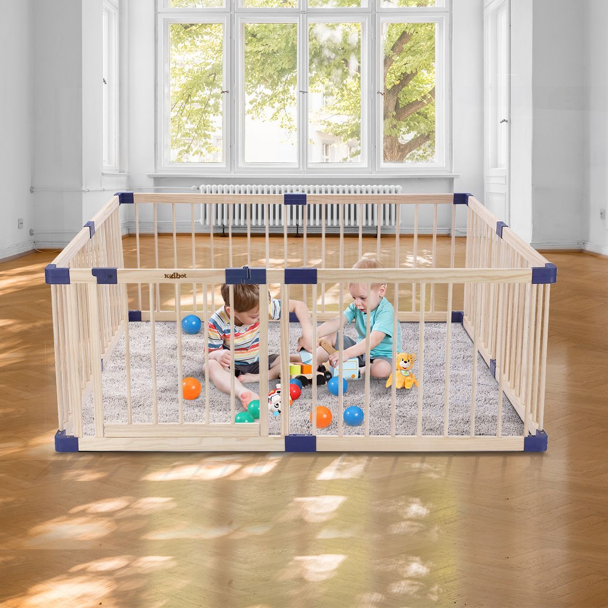 8 Panel DiyShape Wooden Baby Playpen Kid Enclosure Safe Fence 71Cm