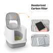 Fully Hooded Cat Litter Box Toilet W/Carbon Filter Remove Smell For Small Big Cats Easy Cleaning