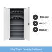180Cm Safe Steel Locker File Storage Cabinet Cupboard W/4 Adjustable Shelf For School,Gym.Lab