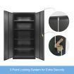 180Cm Steel Locker File Storage Cabinet Cupboard 3-Point Reinforced Locking For Home,School,Lab,Gym