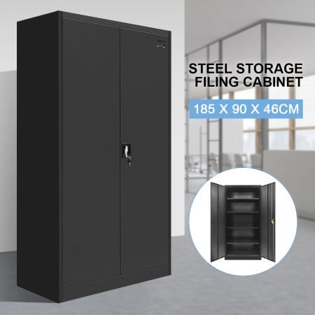 185Cm Safe Steel Locker File Storage Cabinet Cupboard W/4 Adjustable Shelves For School,Lab,Gym