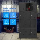 12-Door Big Capacity Safe Steel Locker Storage Cabinet W/Lable Slot  For Home School Lab Gym Garage