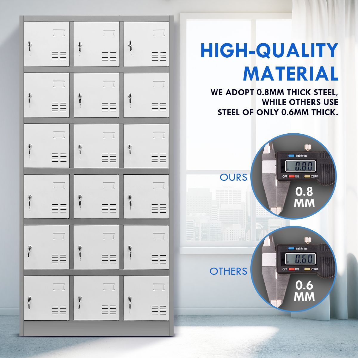 18-Door Anti Scratch Safe Steel Locker Storage Cabinet W/Lable Slot For School Lab Gym Garage