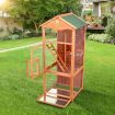 180Cm Fir Wood Sturdy Wire Bird Cage Aviary W/Rain Uv Blocked Roof,Perch,Climbe Frame,Ladder,2 Bowls