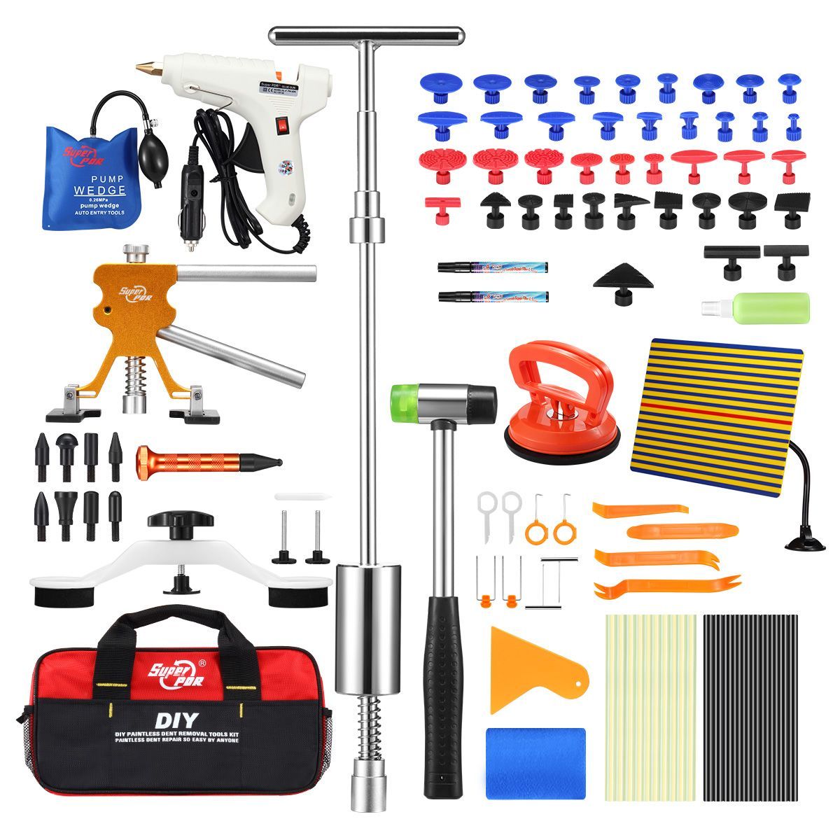 Pro Pdr 113 Pcs Paintless Dent Removal Puller Tool Car Damage Repair Kit Money Saving