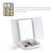 3 Light Color Tri Fold Led Vanity Make Up Mirror  90 Degree Rotaiton W/Dimmable Leds For Perfect Makeup